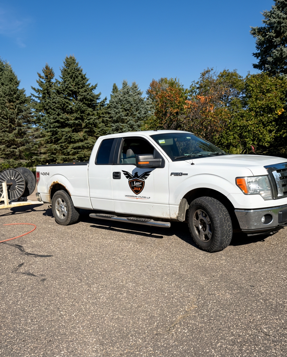 JAM Underground Utilities branded work truck ready for field mobilization